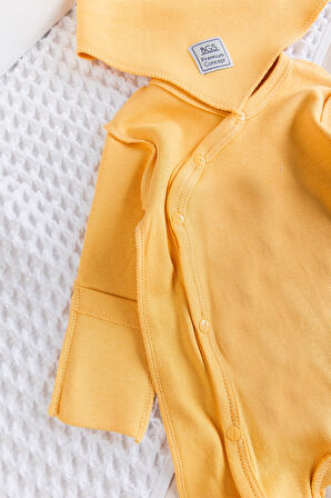 Kendinden Eldivenli Naturel Bebek Tulum Takım