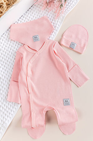 Kendinden Eldivenli Naturel Bebek Tulum Takım