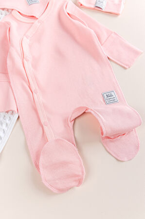 Kendinden Eldivenli Naturel Bebek Tulum Takım