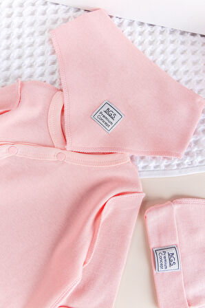 Kendinden Eldivenli Naturel Bebek Tulum Takım