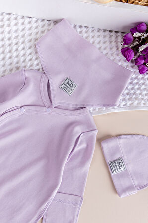 Kendinden Eldivenli Naturel Bebek Tulum Takım