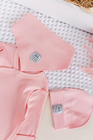 Kendinden Eldivenli Naturel Bebek Tulum Takım