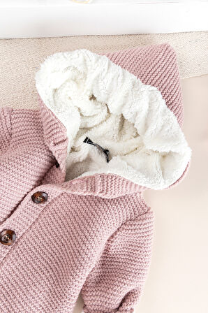 Triko Örme Welsoft Astarlı Kapüşonlu Kışlık Bebek Tulum