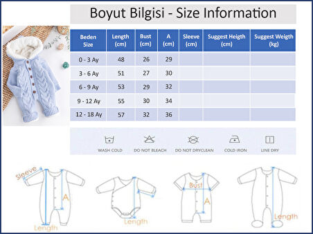 Triko Örme Welsoft Astarlı Kapüşonlu Kışlık Bebek Tulum
