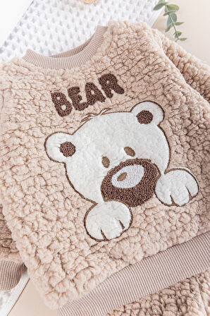 Ayıcık Fiğürlü Welsoft Peluş Kışlık Bebek 2 li Takım