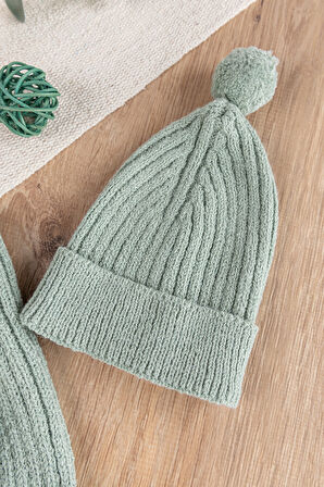 Triko Hırkalı Bereli Unisex Kışlık Şapkalı Bebek Takım