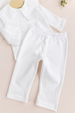 Fisto Yakalı İkili Pamuklu penye Kız bebek Takımı