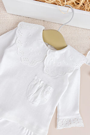 Fisto Yakalı İkili Pamuklu penye Kız bebek Takımı