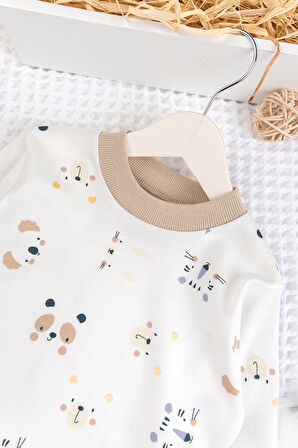 Fiğürlü %100 Pamuk Kız Erkek Bebek Çocuk Pijama Takımı