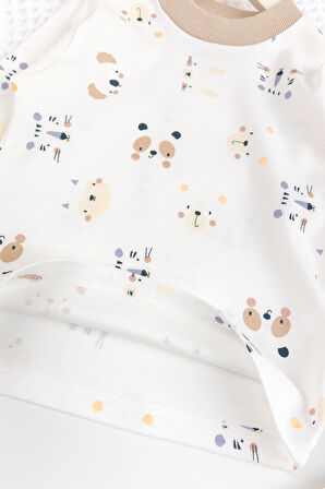Fiğürlü %100 Pamuk Kız Erkek Bebek Çocuk Pijama Takımı