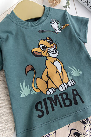 Aslan Fiğürlü 2'li %100 Pamuk Yazlık Erkek Bebek Takım Set 