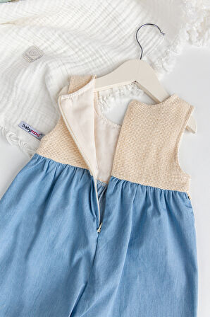 Robalı Bandanalı Kız Bebek Salopet Tulum Takım