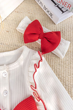 Fiyonklu Bandanalı Kız Bebek Elbise Bebek Tulum