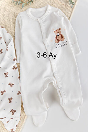 Ayıcık Baskılı Pamuklu 2'li Bebek tulum