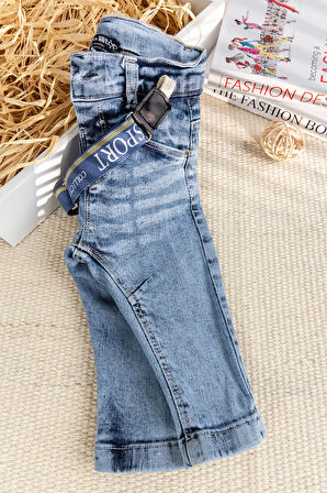 Askılı Denim Şık Kot Erkek Bebek Pantolon