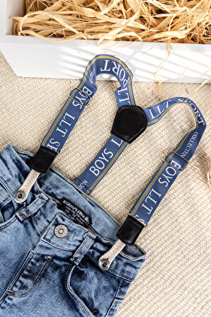 Askılı Denim Şık Kot Erkek Bebek Pantolon