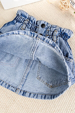 Fiğürlü Denim Şık Kız çocuk Kot  Etek