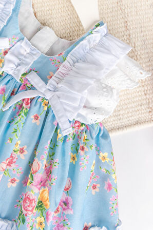 Paula Çiçekli Dogum Ğünü Özel Ğün Şık Kız Bebek  Elbise