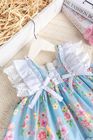 Paula Çiçekli Dogum Ğünü Özel Ğün Şık Kız Bebek  Elbise