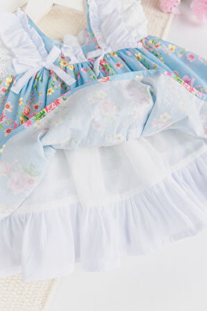 Paula Çiçekli Dogum Ğünü Özel Ğün Şık Kız Bebek  Elbise