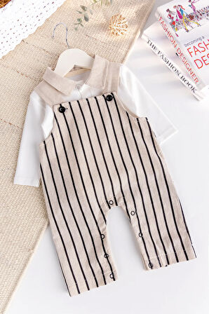 Erkek Bebek 100% Pamuk 2'lia  Salopet Tulum Set