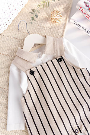 Erkek Bebek 100% Pamuk 2'lia  Salopet Tulum Set