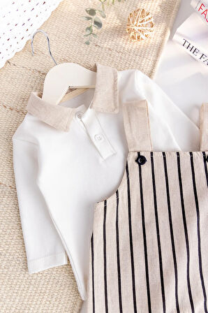 Erkek Bebek 100% Pamuk 2'lia  Salopet Tulum Set