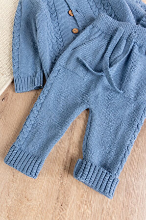 Bereli Triko Hırkalı Kışlık  Erkek Bebek Takım Set