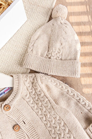 Bereli Triko Hırkalı Kışlık  Erkek Bebek Takım Set