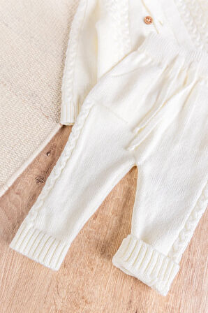 Bereli Triko Hırkalı Kışlık  Erkek Bebek Takım Set