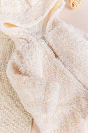 Kapüşonlu Welsoft Peluş Kışlık Kız/Erkek Bebek Tulum