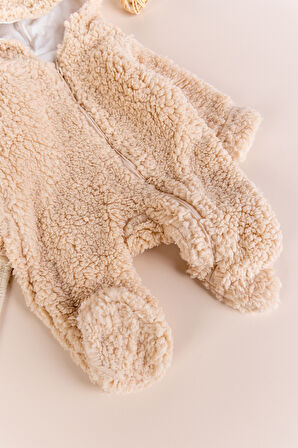 Kapüşonlu Welsoft Peluş Kışlık Kız/Erkek Bebek Tulum