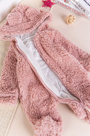 Kapüşonlu Welsoft Peluş Kışlık Kız/Erkek Bebek Tulum