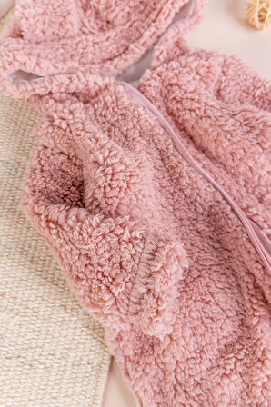 Kapüşonlu Welsoft Peluş Kışlık Kız/Erkek Bebek Tulum