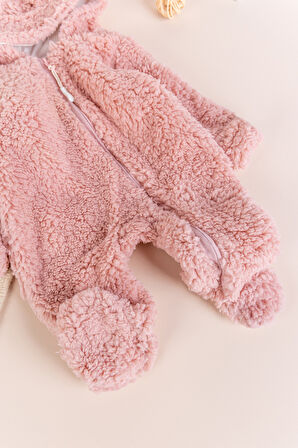 Kapüşonlu Welsoft Peluş Kışlık Kız/Erkek Bebek Tulum