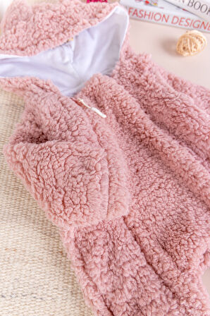 Kapüşonlu Welsoft Peluş Kışlık Kız/Erkek Bebek Tulum