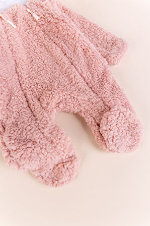 Kapüşonlu Welsoft Peluş Kışlık Kız/Erkek Bebek Tulum