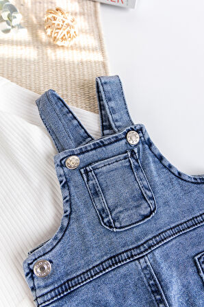 Çep Detaylı Erkek Bebek Salopet Tulum Set