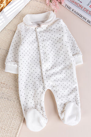 Hırkalı Bebe Yaka 3'lü Kadife Kışlık Kız Bebek Tulum Set