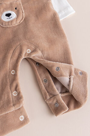 Fiğürlü Kışlık Kadife Erkek Bebek Salopet Tulum Set