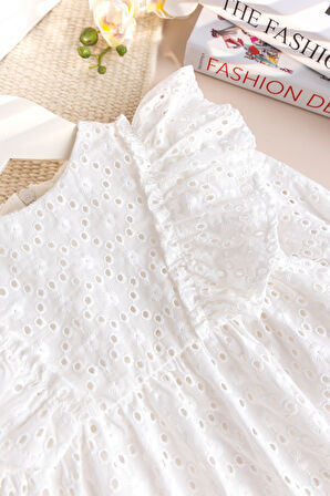 Fisto 100% Pamuk Şık Kız Bebek Elbisese  Mevlüt Elbisesi Ekru