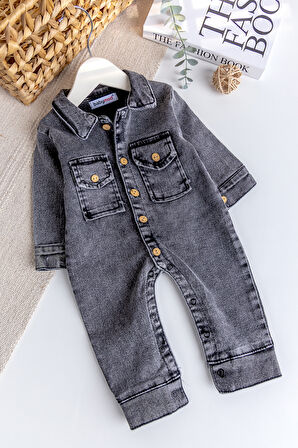 Esnek Erkek Bebek Kot Tulum 100% Cotton