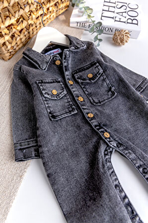 Esnek Erkek Bebek Kot Tulum 100% Cotton