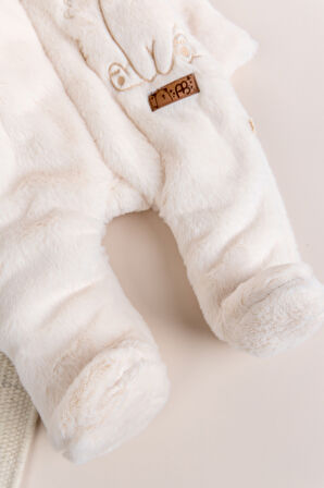 Premium Kalite Peluş  Pamuk Penye Astarlı Ayıcık Fiğürlü Kışlık Kız-Erkek Bebek Tulum