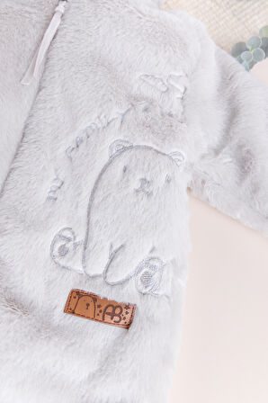 Premium Kalite Peluş  Pamuk Penye Astarlı Ayıcık Fiğürlü Kışlık Kız-Erkek Bebek Tulum