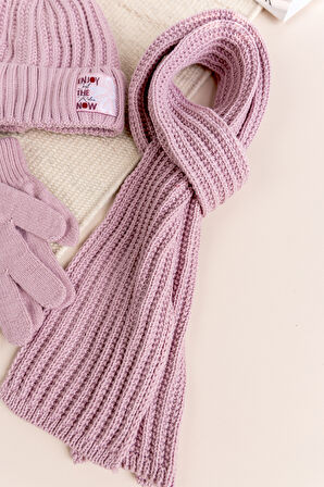 Ponponlu 9-15 Yaş Kız Çocuk Atkı Bere Eldiven Takımı