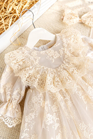 Güpürlü 4'lü Kız Bebek Mevlüt Elbise Seti