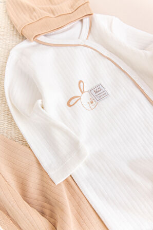 Tavşan Figürlü 2'li Uzun Kollu Kız/Erkek Bebek Tulum Takım