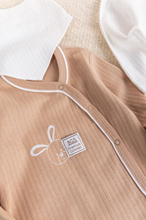 Tavşan Figürlü 2'li Uzun Kollu Kız/Erkek Bebek Tulum Takım