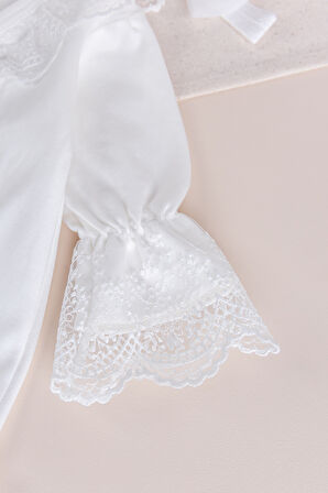 Güpürlü 100% Pamuk Kız Bebek Tulum